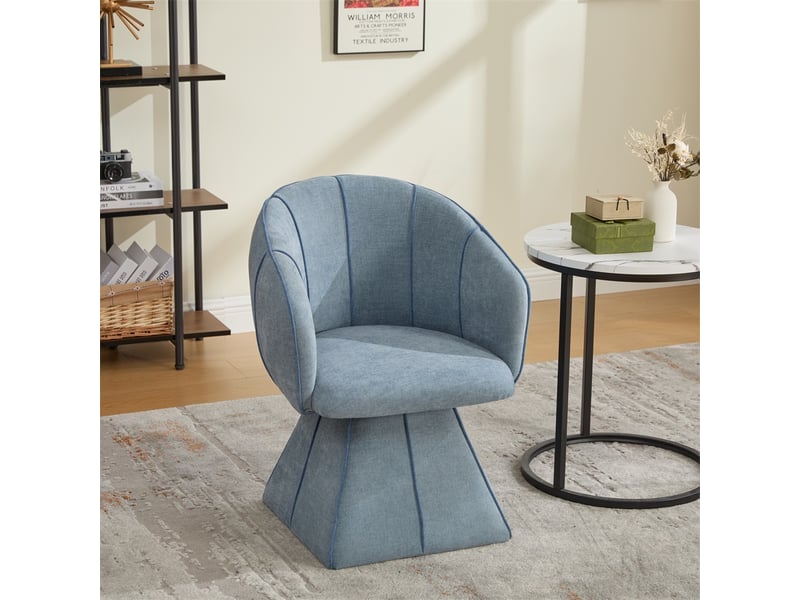  Fauteuil pivotant chenille 56x54x74.5cm - chaise de salon ergonomique pivotante dossier haut moderne adulte ado - bleu  - Conforama C