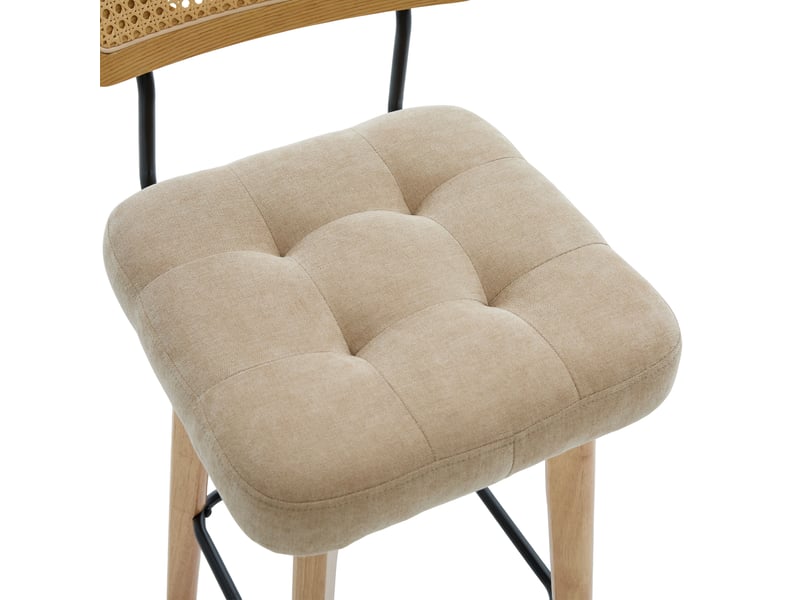  Lot de 2 tabourets de bar pivotants 360° 44x51x96 cm en chenille kaki  - Conforama R