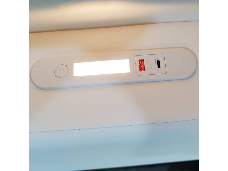  Lit enfant 90x200 cm avec tête de lit ours, led, usb, rangement, blanc, sans matelas  - Conforama D