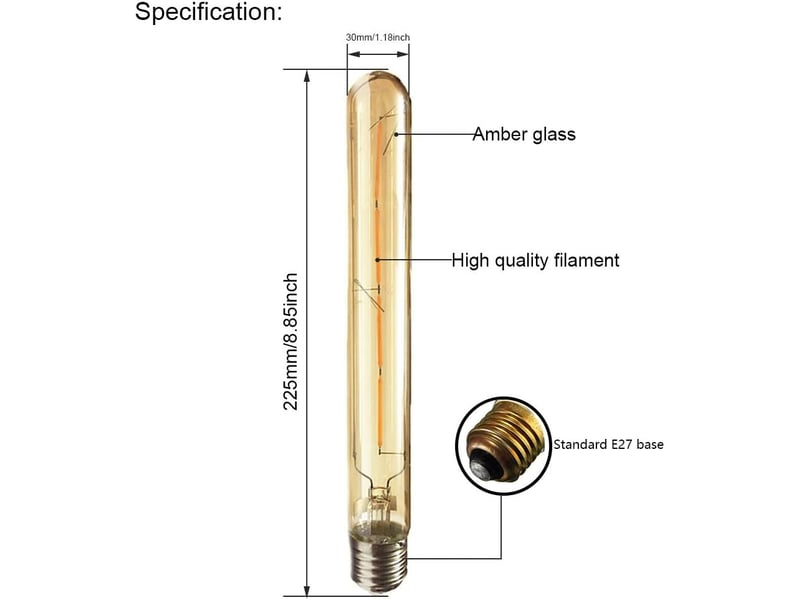  6 ampoules led edison t30 4w 2700k - e27 rétro verre fumé  - Conforama B