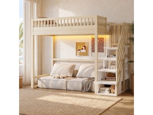 Lit mezzanine 90x200 cm MEULVA coloris naturel