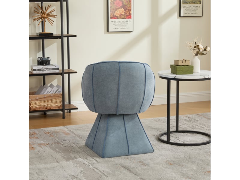 Fauteuil pivotant avec dossier haut ergonomique, pour chambre et salon en chenille bleue 56 × 54 × 74,5 cm - Conforama D