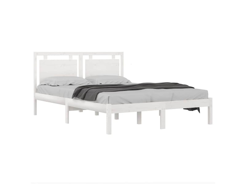  Lit double- lit adulte -  cadre de lit sans matelas blanc 120x200 cm bois massif  - Conforama B