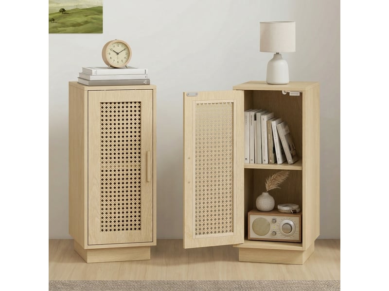  Style bohème en résine tressée lot de 2 tables de chevet avec étagère réglable pour chambre et salon T1003-01-18605 - Conforama D