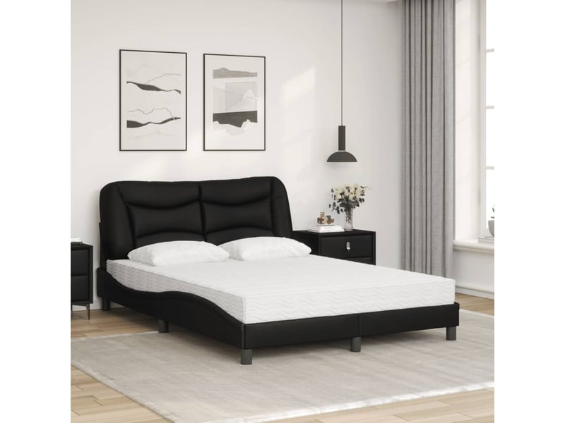  Lit avec matelas hvar noir 120x200 cm similicuir  - Conforama C