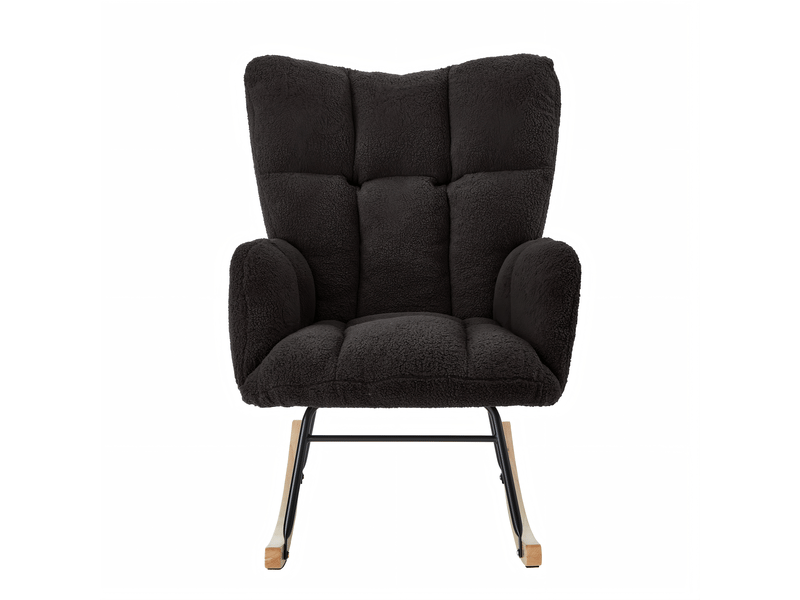 Rocking-chair avec assise rembourrée et dossier confortable pour salon, chambre ou bureau, polyester gris foncé - Conforama A