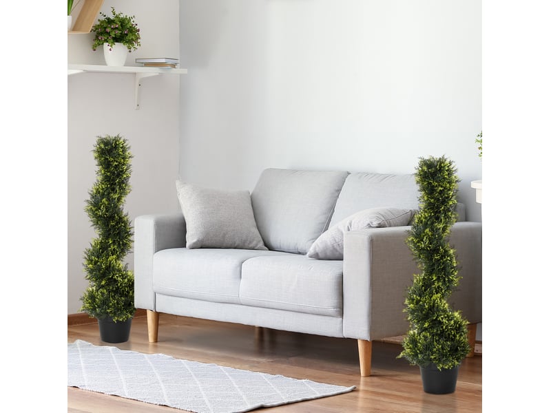 Arbre artificiel spiralé pour intérieur et extérieur en plastique vert avec pot ø18 × 90 cm - Conforama C