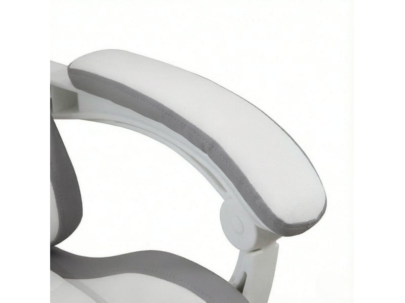  Fauteuil de jeu 65x65 cm inclinable à 135° polyuréthane (pu) blanc et gris  - Conforama D