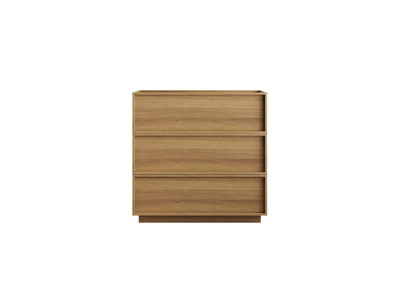  Commode 3 tiroirs sans poignées avec rangement en mdf et panneaux de particules 80×48×78 cm chêne  - Conforama A