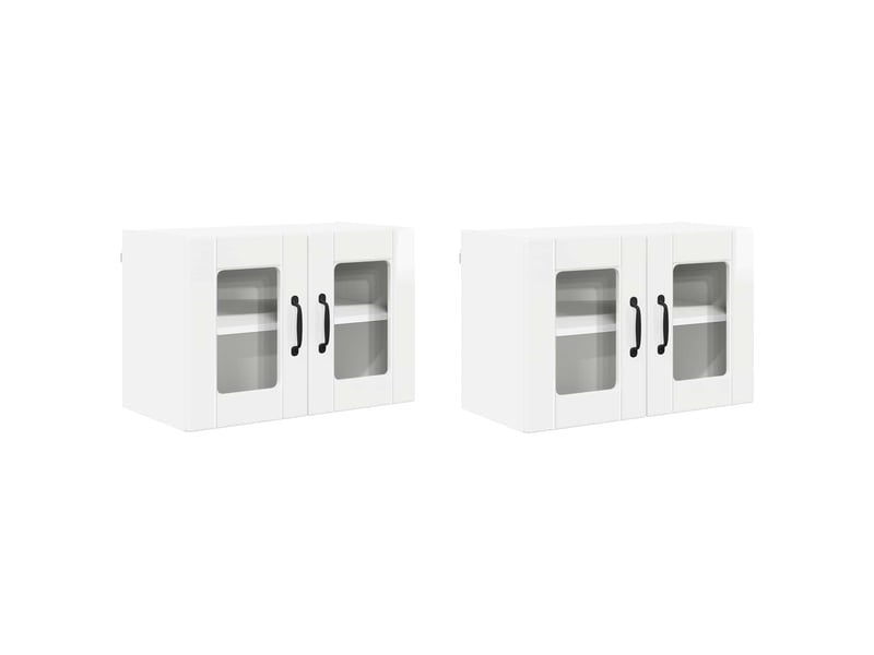  Meuble mural de cuisine, cabinet en verre mural 2 pcs blanc brillant shl7141  - Conforama A