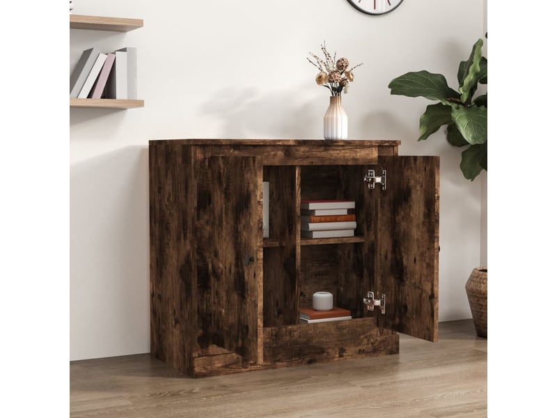  Buffet - bahut - meuble de rangement chêne fumé 70x35,5x67,5 cm bois d'ingénierie  - Conforama C