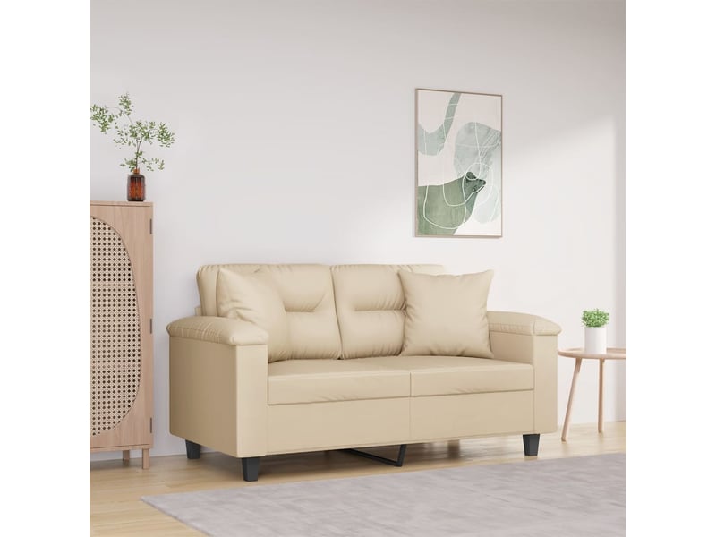 Canapé droit fixe, canapé 2 places avec oreillers crème 120 cm tissu microfibre - Conforama B