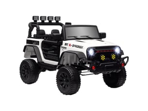 Voiture électrique pour enfants de 3 ans et plus avec batterie 12 v, télécommande, phares led, klaxon et musique - blanche