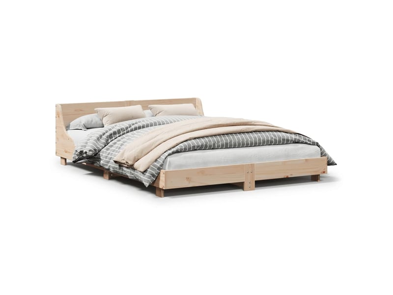  Lit double- lit adulte -  cadre de lit sans matelas 120x190 cm bois de pin massif  - Conforama A