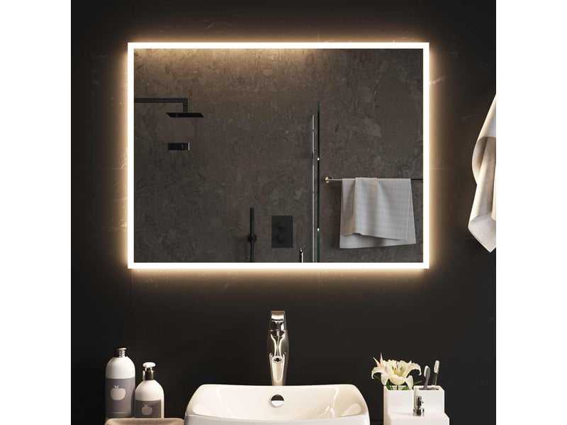  Miroir de salle de bain, miroir de toilette led transparent 80 x 60 cm verre trempé cf62620  - Conforama C