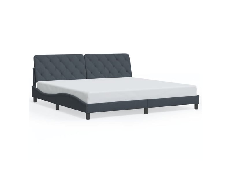  Lit double- lit adulte -  cadre de lit avec led sans matelas gris foncé 200x200 cm velours  - Conforama D