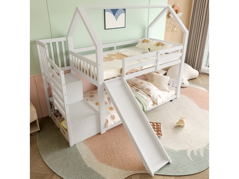  Lit superposé 90x200cm coloris blanc pin lit enfant blanc - Conforama E