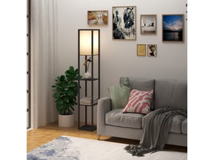 Lampadaire étagère 26l x 26l x 160h cm noir 3 étagères 4 niveaux mdf
