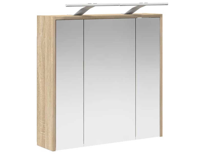 Armoire miroir salle de bain, meuble de rangement chêne sonoma shl2441 - Conforama E