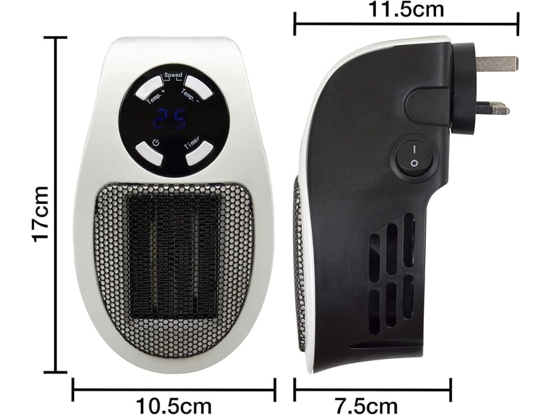  Chauffage électrique local 500 w (2 m²), 2 vitesses de ventilateur, contrôle de la température 15–30 °c, minuterie de 1 à 12 heures, arrêt automatique, blanc TNFR001056 - Conforama B