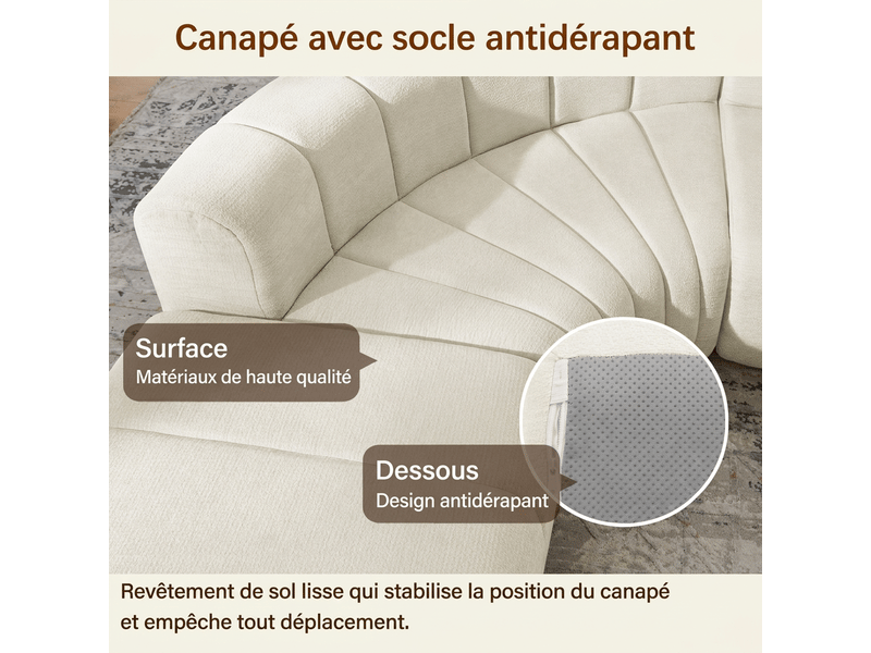  Canapé d'angle modulaire 4 places convertible chenille beige - modules libres et assise confortable  - Conforama D