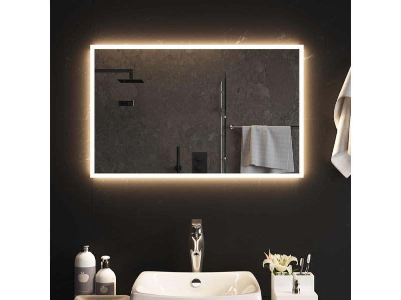 Miroir de salle de bain, miroir de toilette led transparent 80 x 50 cm verre trempé cf62616 - Conforama C