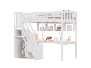 Lit mezzanine 90x200 cm <strong>HNCBB</strong>  <strong></strong> coloris blanc