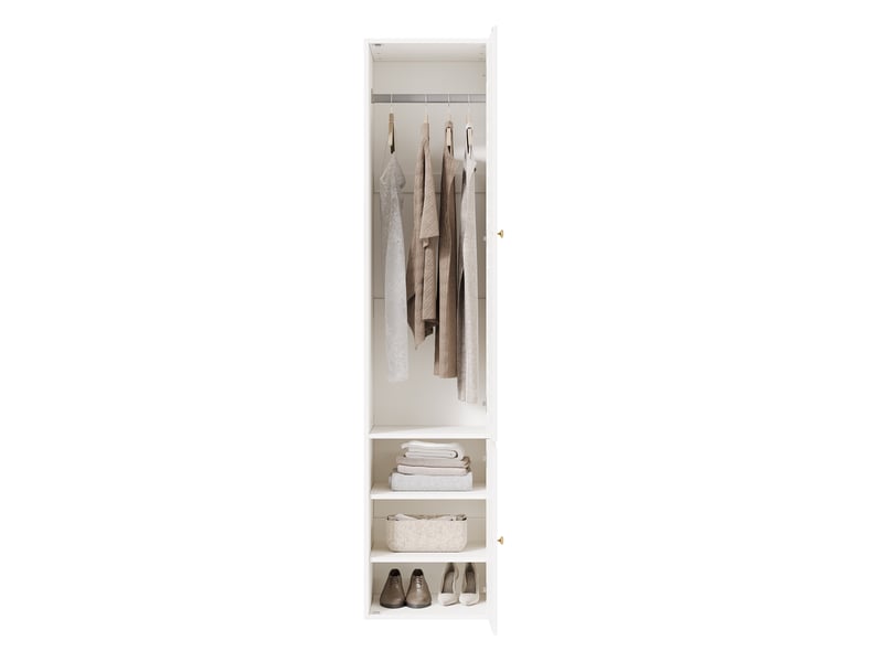  Armoire haute blanche 1 porte avec penderie et 3 étagères 45x50x200 cm  - Conforama A