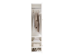 Armoire haute blanche 1 porte avec penderie et 3 étagères 45x50x200 cm