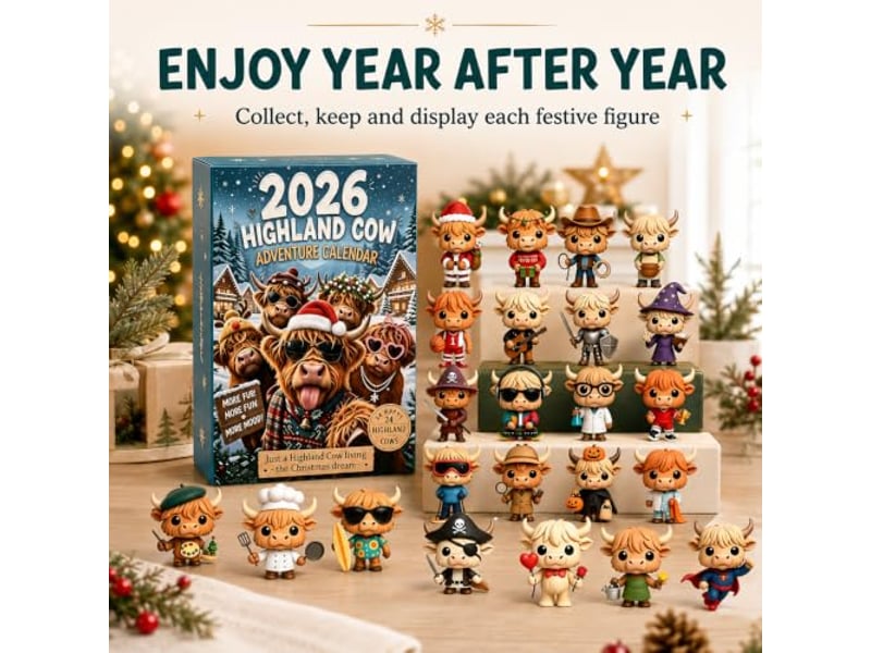  Calendrier de l'avent 2026 highland cow – 24 mini figurines 3d à collectionner-style 1  - Conforama C
