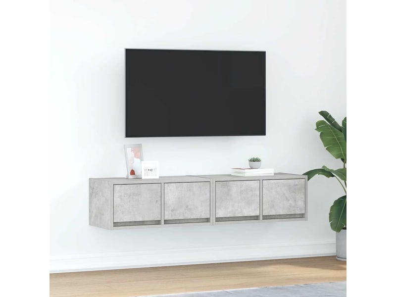  Lot de 2 meuble tv bas salon gris béton 60x31x25,5 cm bois d'ingénierie shl98123  - Conforama B