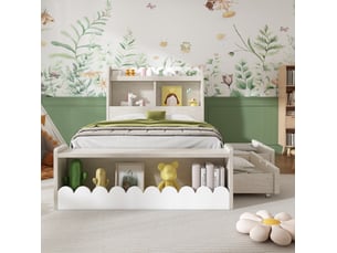 Lit avec rangement 90x190 cm coloris bicolore