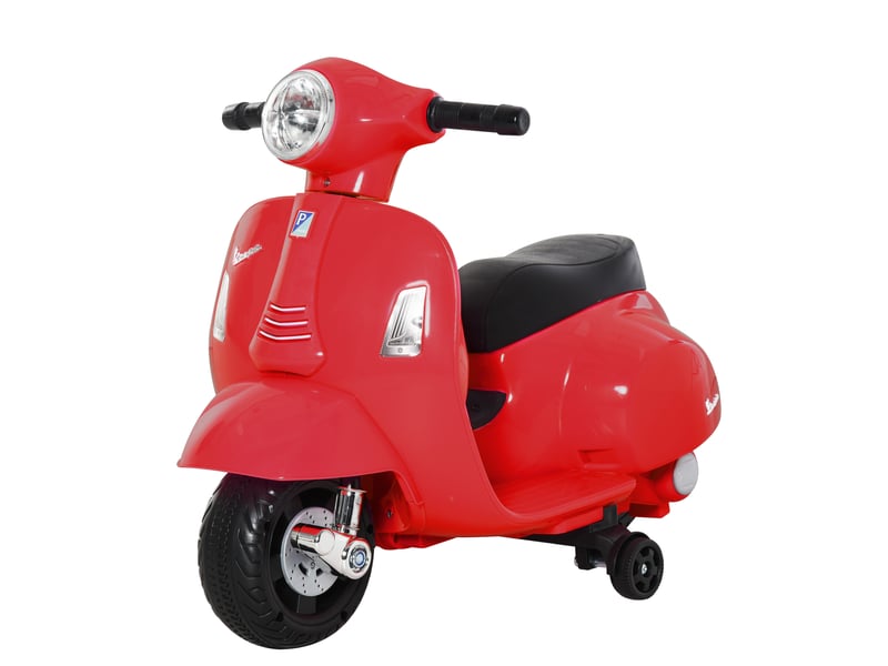  Moto électrique pour enfants de 18 à 36 mois avec licence vespa officielle, phares et klaxon, 66,5 x 38 x 52 cm, rouge  - Conforama B