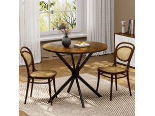 Table à manger ronde, 90x90x78 cm, table salle à manger compacte table cuisine gain, repas, métal, coloris brun et noir