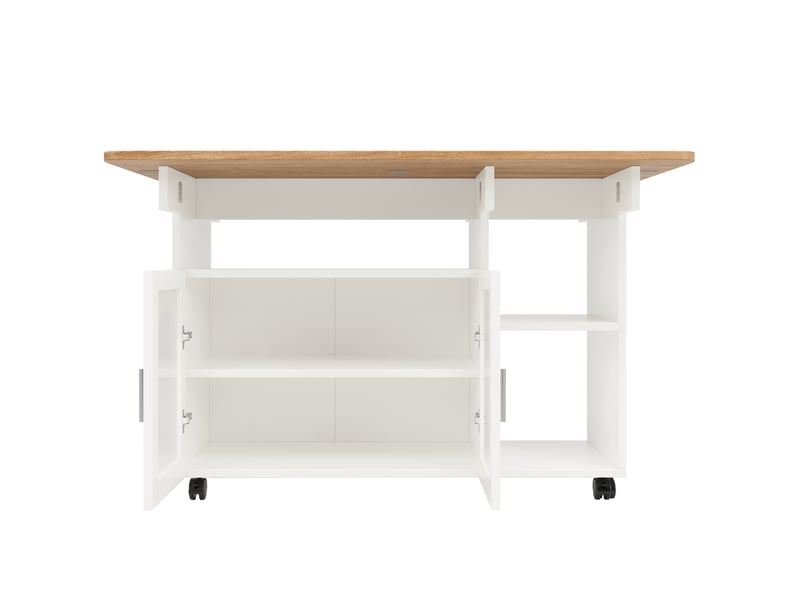  [déstockage] îlot de cuisine blanc 120x30x79.5 cm meuble rangement multifonction  - Conforama A