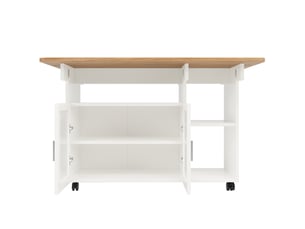 [déstockage] îlot de cuisine blanc 120x30x79.5 cm meuble rangement multifonction