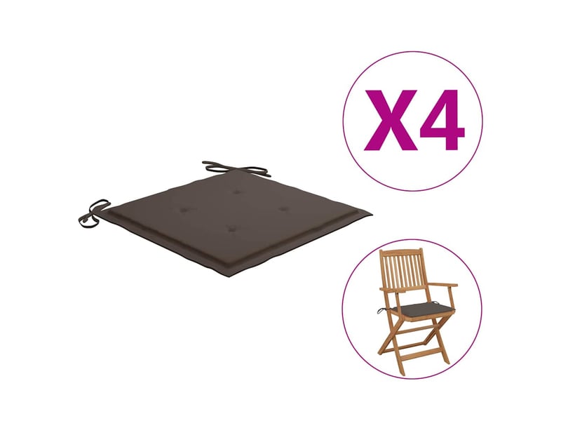 Lot de 4 coussins de chaise jardin taupe 40x40x3cm tissu oxford cf33047 - Conforama B