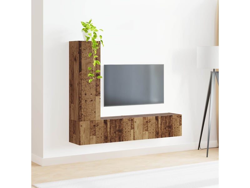  Ensemble meuble tv - banc tv - meuble de rangement 3 pcs bois ancien bois d'ingénierie  - Conforama D