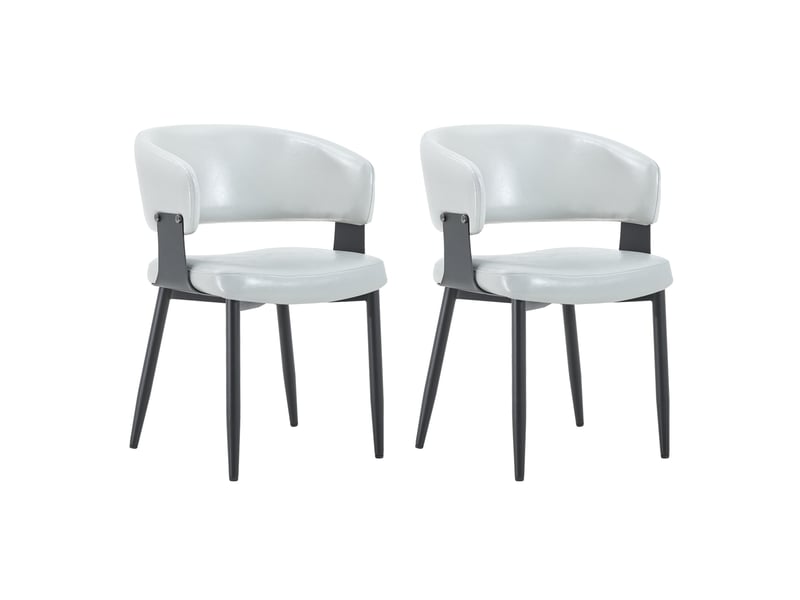  Chaise de salle à manger à accoudoirs en pu gris  - Conforama A