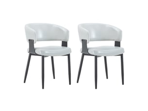 Chaise de salle à manger à accoudoirs en pu gris
