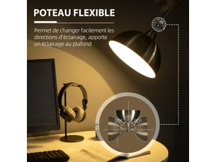 Lampadaire sur pied salon, interrupteur à pied 42 x 25,5 x 152 cm ton laiton, lampe salon rétro avec abat-jour réglable