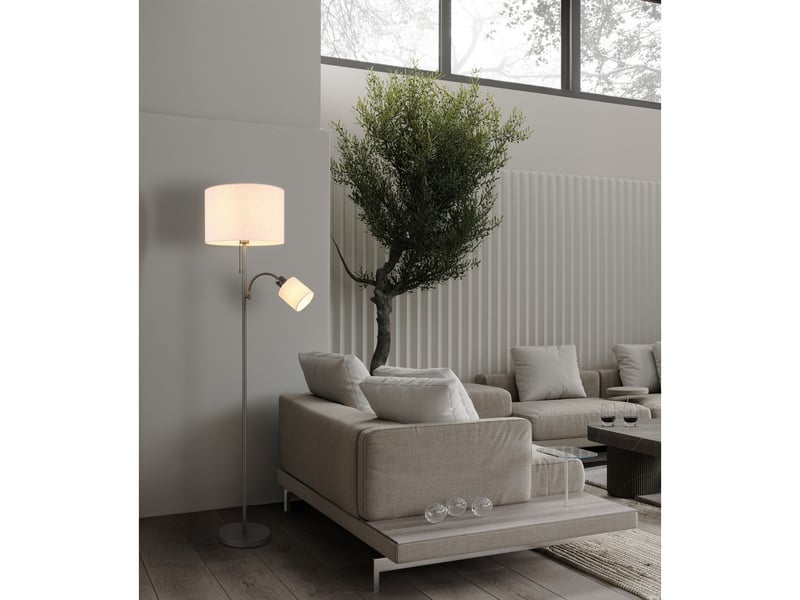  Globo thea lampadaire avec abat-jour gris anthracite mat 2x e27  - Conforama B