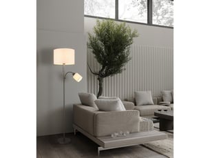 Globo thea lampadaire avec abat-jour gris anthracite mat 2x e27
