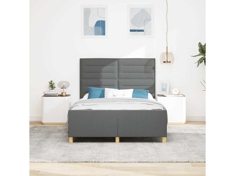  Lit adulte, lit double, cadre de lit avec tête de lit gris foncé 160x200cm tissu cf2852  - Conforama C