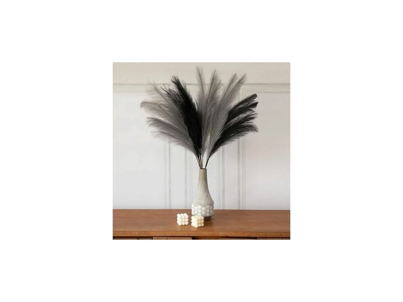  Grande herbe de pampa gris faux 5 tiges extra moelleux faux 70cm bouquet de fleurs plume salon home decor boho home decor grand vase table fleur mariage, gris  - Conforama C