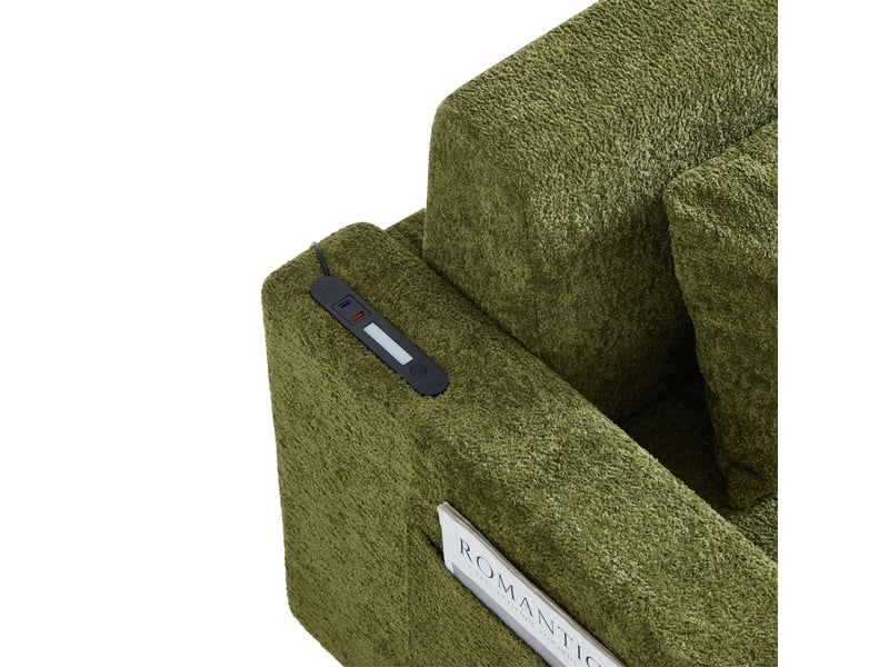  Lit canapé convertible 2 en 1 - 163x178 cm vert - sofa lit pliable avec port usb, porte-gobelets et poches latérales pour salon  - Conforama E