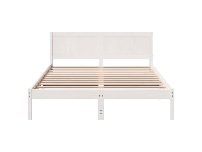 Lit double- lit adulte - cadre de lit blanc 160 x 200 cm bois de pin massif - Conforama D