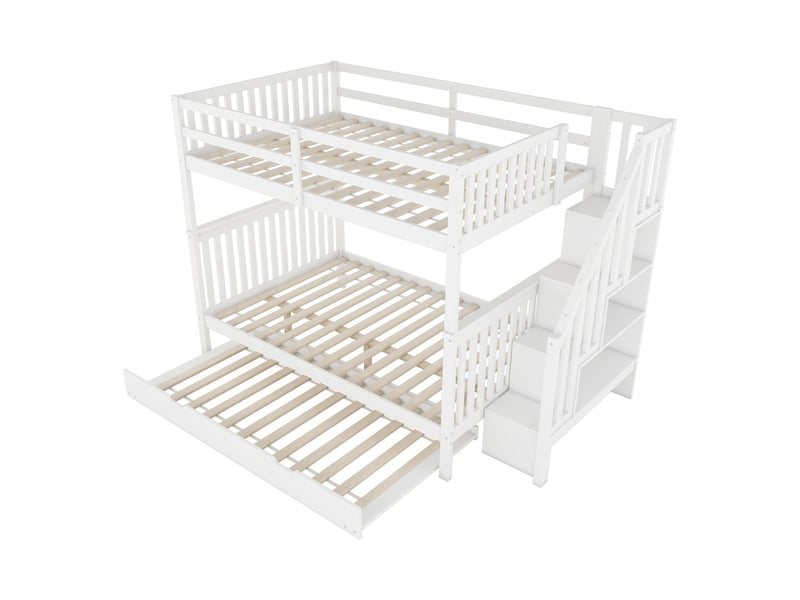 Lit superposé 140x200 cm, lit gigogne, escalier-rangement et garde-corps hauts - Conforama D
