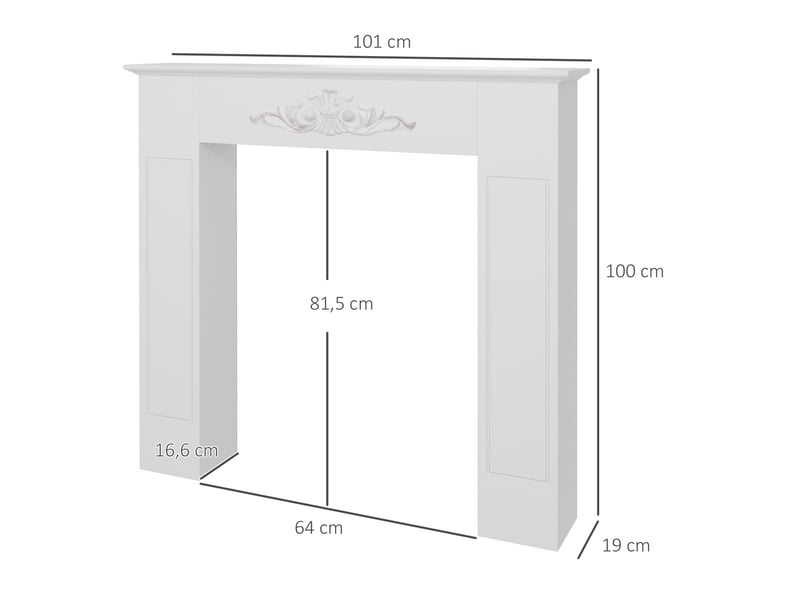  Manteau de cheminée encadrement cadre décoratif pour cheminée électrique 101 x 19 x 100 cm bois blanc  - Conforama E