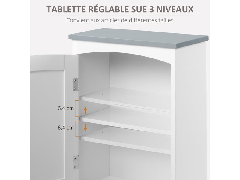  Meuble wc suspendu armoire à pharmacie murale armoire salle de bain rangement avec porte et étagère réglable - 41 x 18,5 x 52 cm - mdf - blanc  - Conforama E